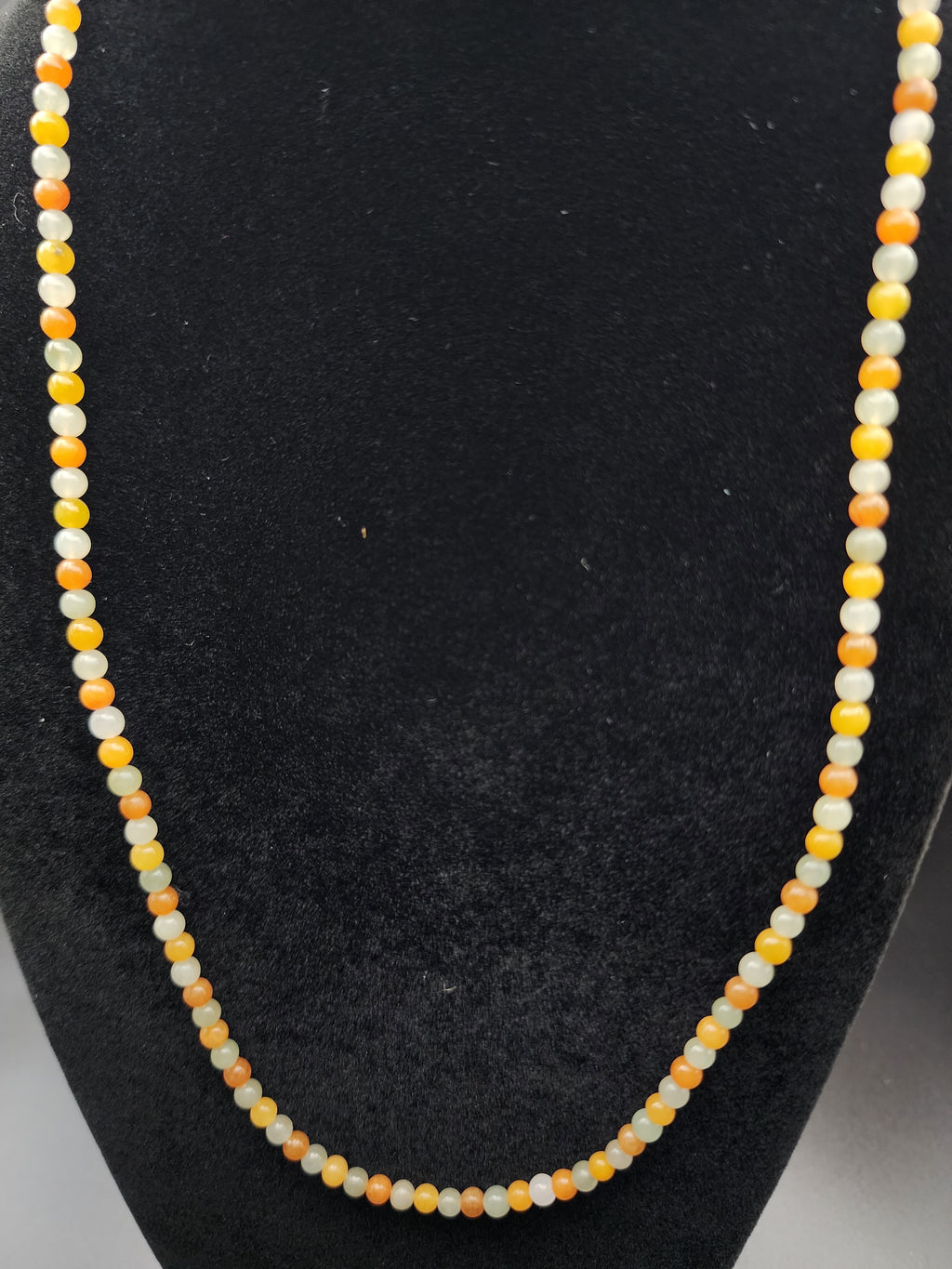 Natural Honey Yellow & Red Jadeite Jade Round Bead Necklace - 22" - (Type A Untreated)