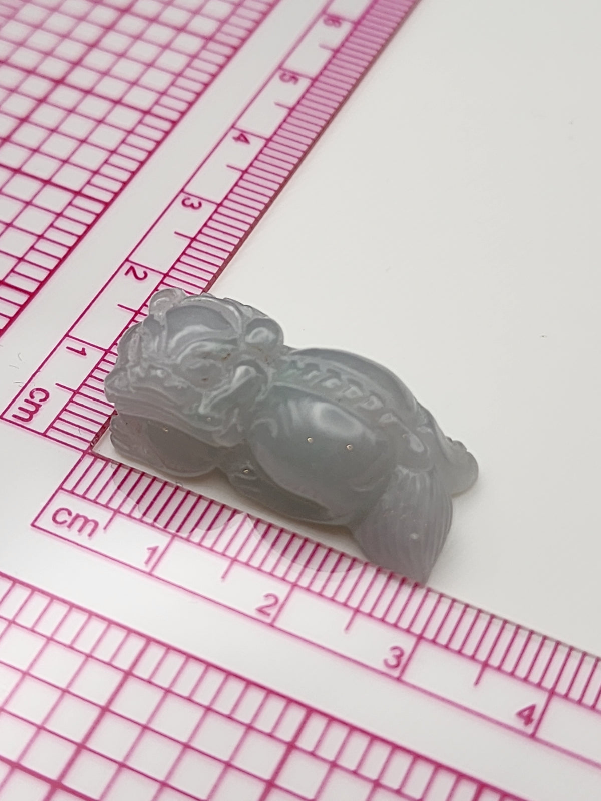 Natural Icy Grey Green Jadeite Jade Carved Pixiu Pendant - (Type A Untreated)