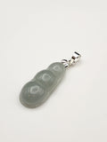 Natural Icy Grey Green Jadeite Jade Carved Peapod Pendant - (Type A Untreated)