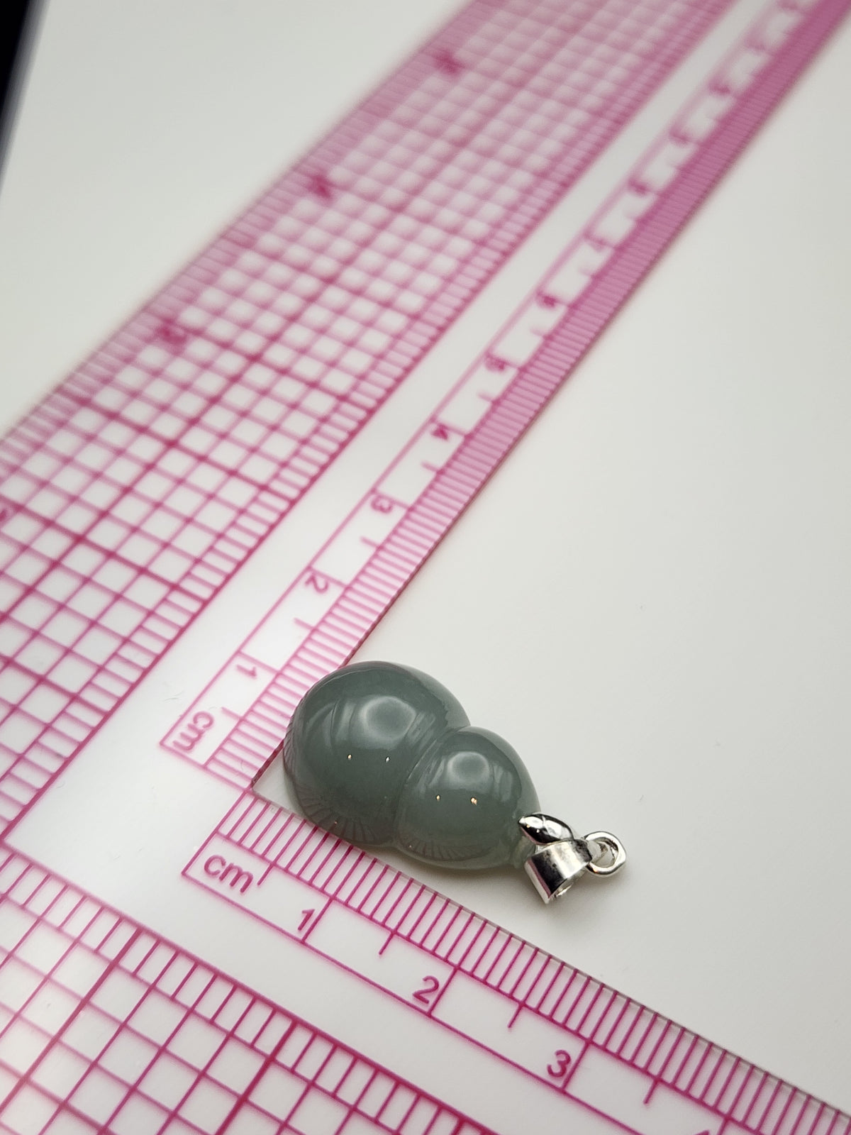 Natural Icy Grey Green Jadeite Jade Carved Gourd Pendant - (Type A Untreated)