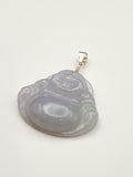 Natural Icy Lavender Jadeite Jade Carved Laughing Buddha Pendant - (Type A Untreated)