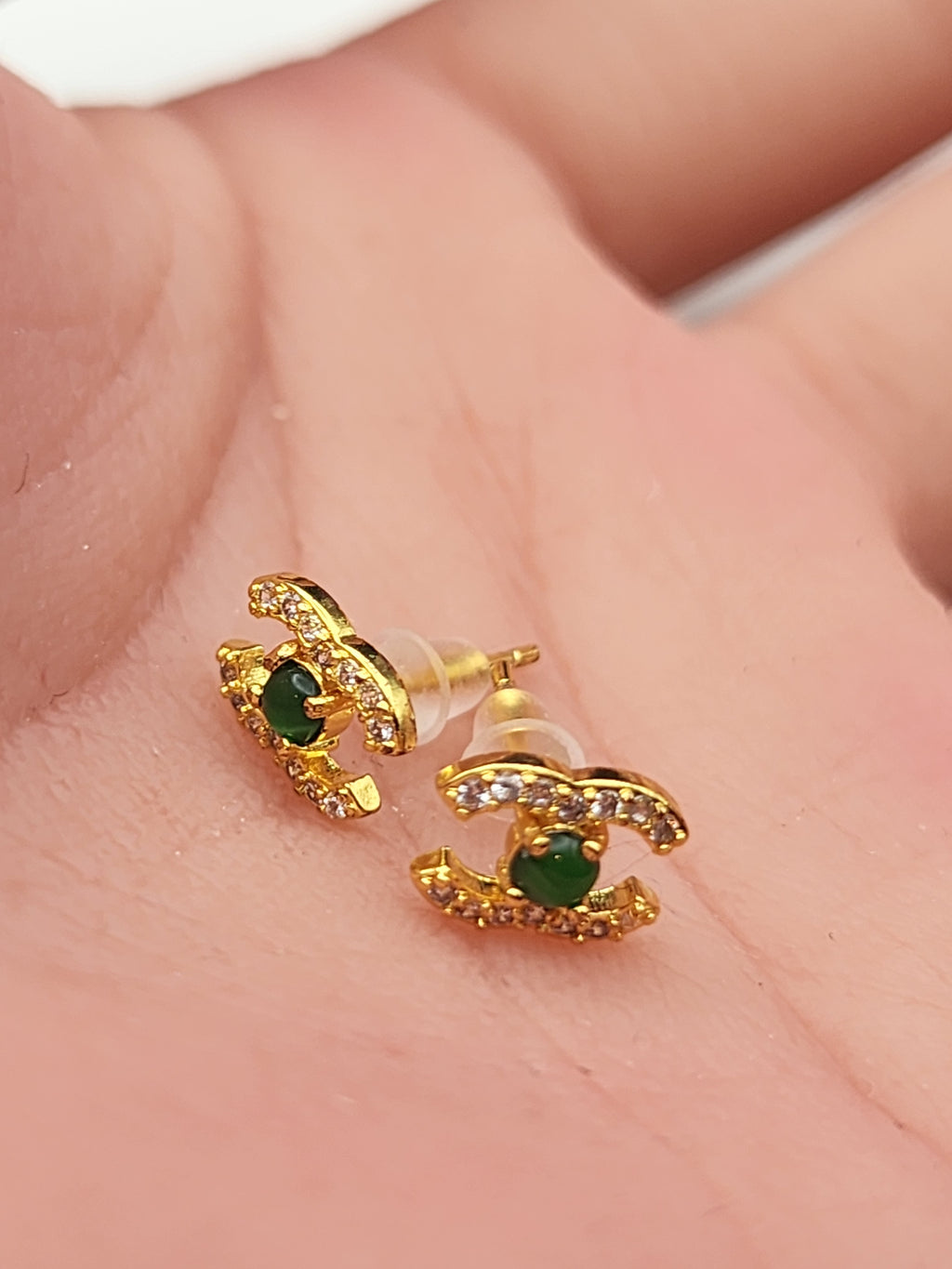 Natural Green Jadeite Jade Cabochon Stud Earrings Set - 2 Pairs - (Type A Untreated)