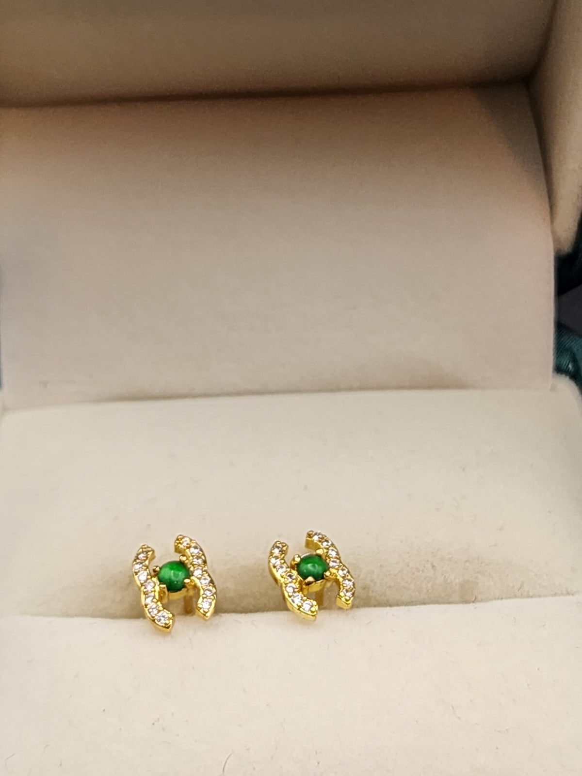 Natural Green Jadeite Jade Cabochon Stud Earrings Set - 2 Pairs - (Type A Untreated)