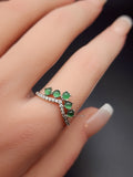 Natural Green Jadeite Jade Multi-Cabochon Adjustable Ring - (Type A Untreated)