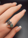 Natural Light Icy Green Jadeite Jade Angel/Fairy Cabochon Adjustable Ring - (Type A Untreated)