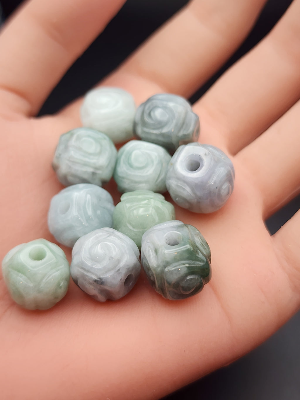 Natural Carved Jadeite Jade Lu Lu Tong Bead - (Type A Untreated)- sold individually