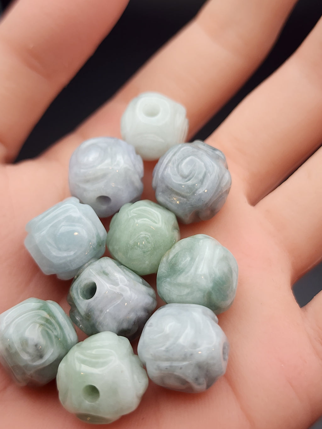 Natural Carved Jadeite Jade Lu Lu Tong Bead - (Type A Untreated)- sold individually
