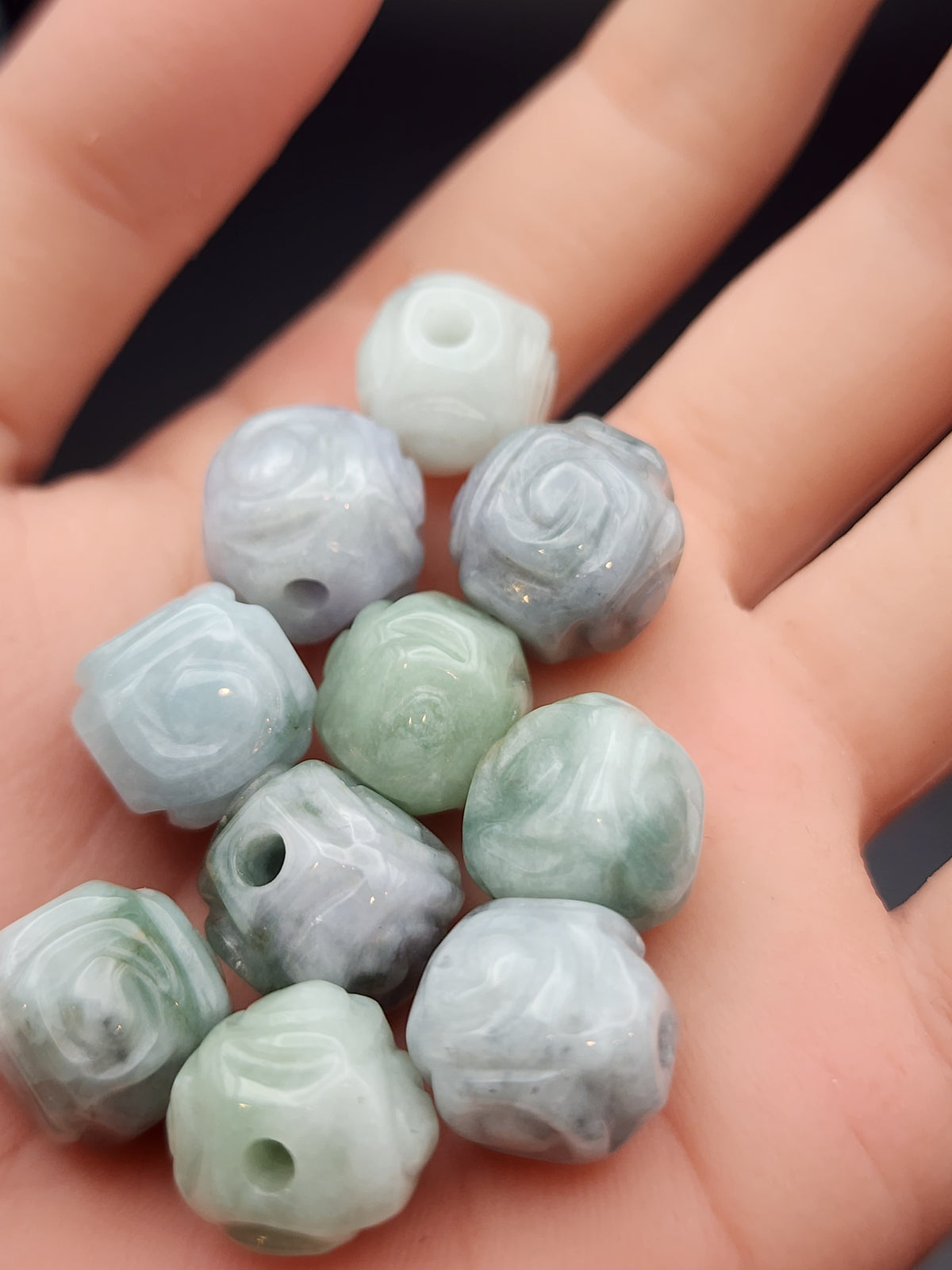 Natural Carved Jadeite Jade Lu Lu Tong Bead - (Type A Untreated)- sold individually