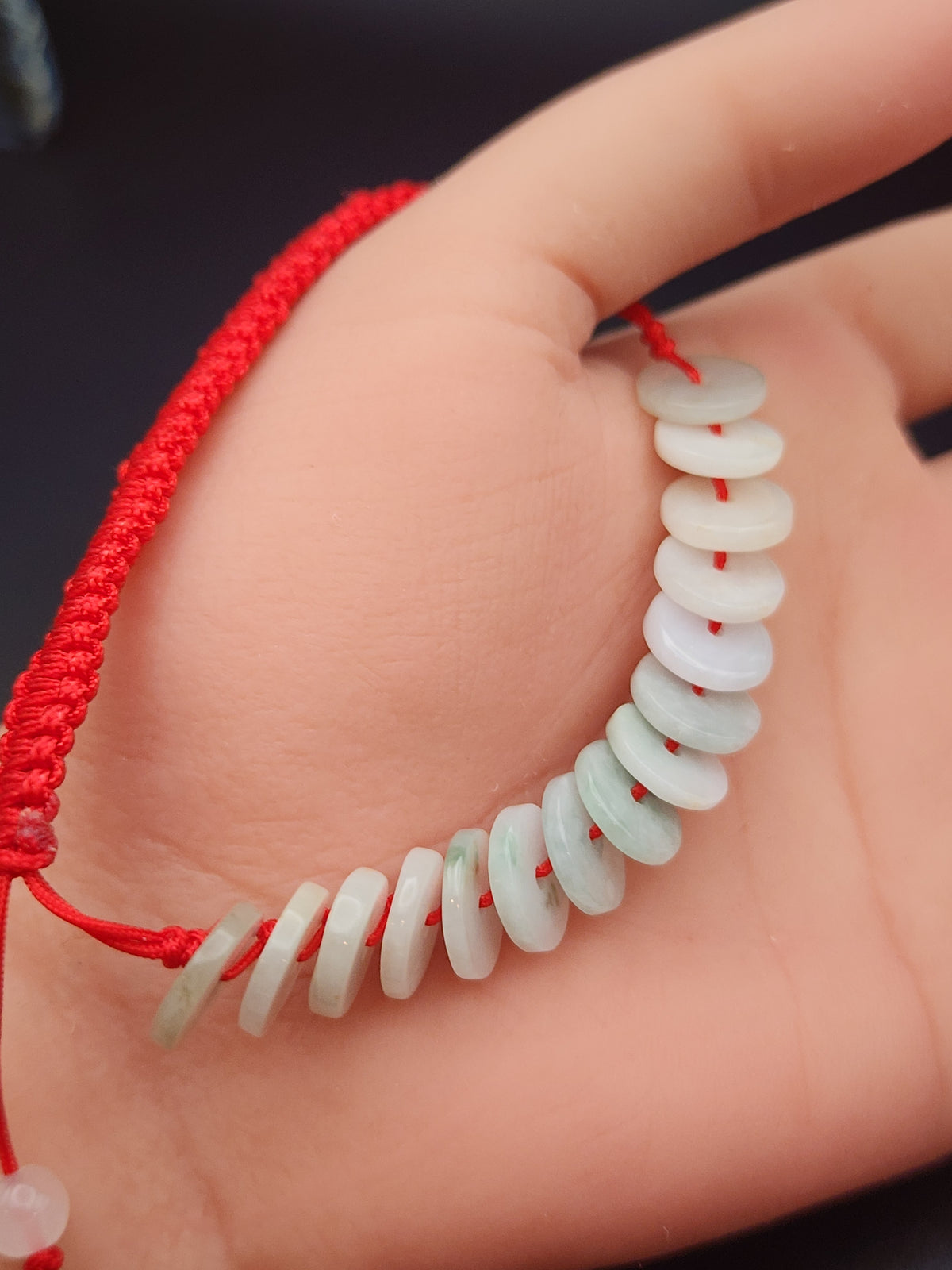 Natural Light Icy Green Jadeite Jade Disc (Ping An Kou) Bracelet - (Type A Untreated)