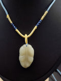 Natural Mutton Fat White Nephrite Jade Carved Leaf Pendant - (Untreated)