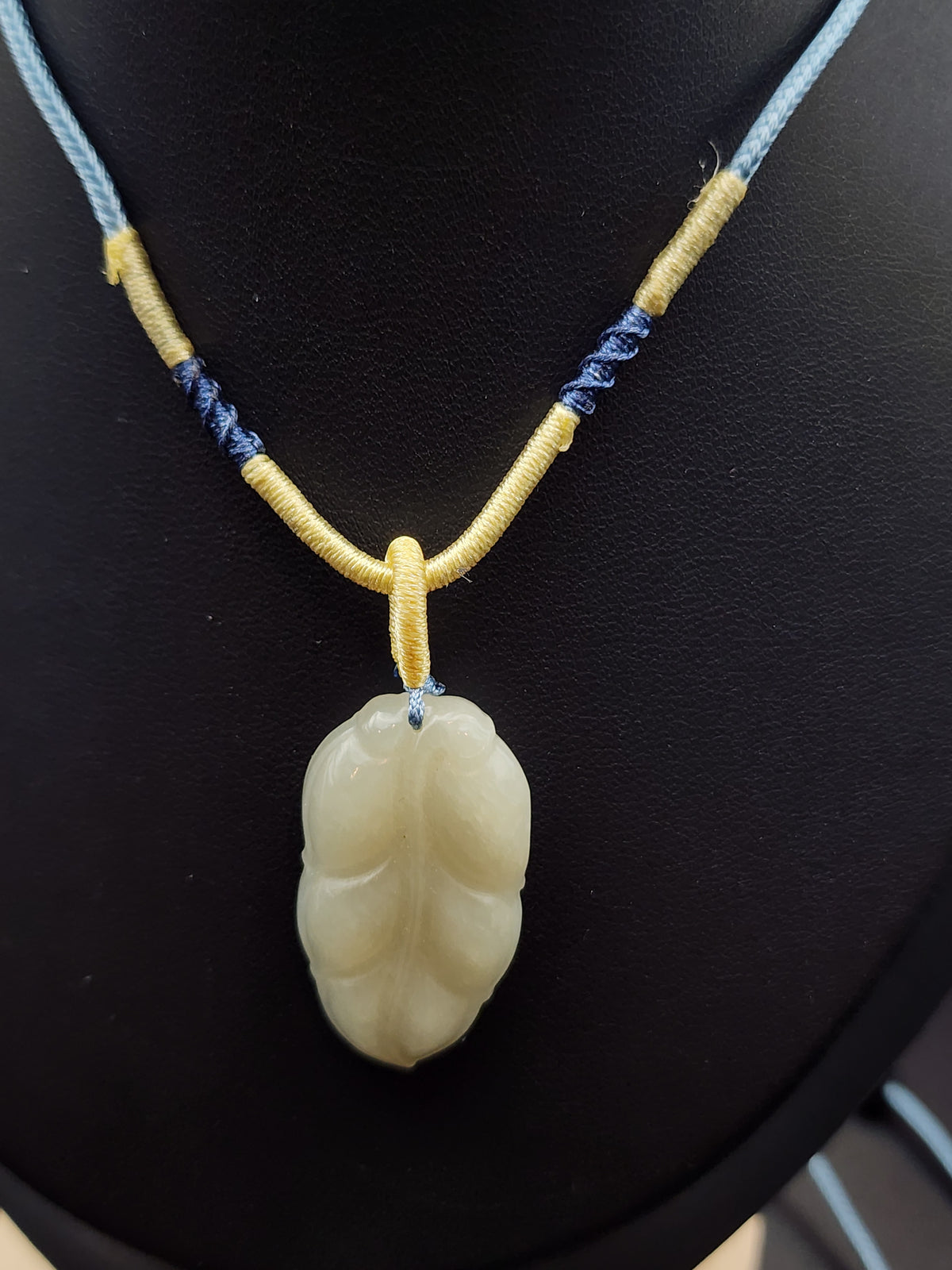 Natural Mutton Fat White Nephrite Jade Carved Leaf Pendant - (Untreated)