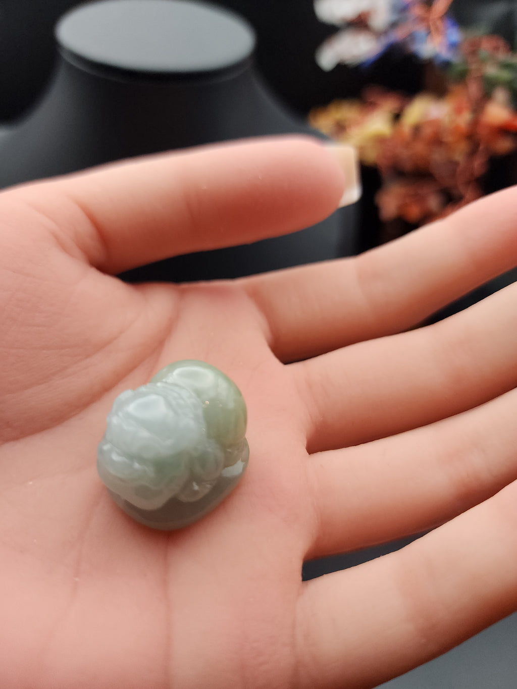 Natural Icy Light Green Jadeite Jade Carved Pixiu Charm/Pendant - (Type A Untreated)