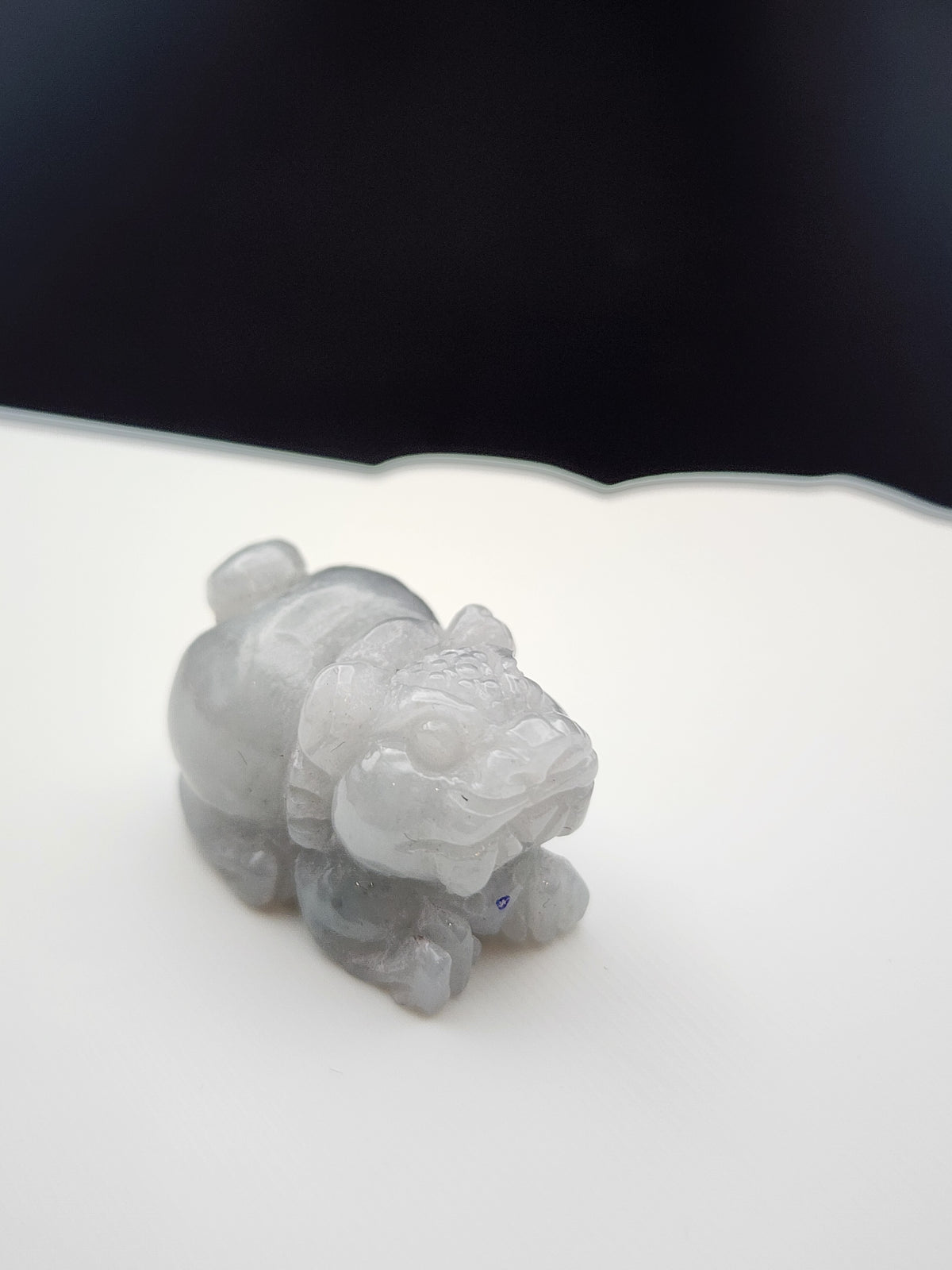 Natural Icy Ice-White Jadeite Jade Carved Pixiu Charm/Pendant - (Type A Untreated)