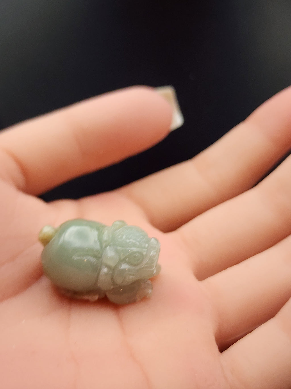 Natural Icy Grey Green Jadeite Jade Carved Pixiu Charm/Pendant - (Type A Untreated)