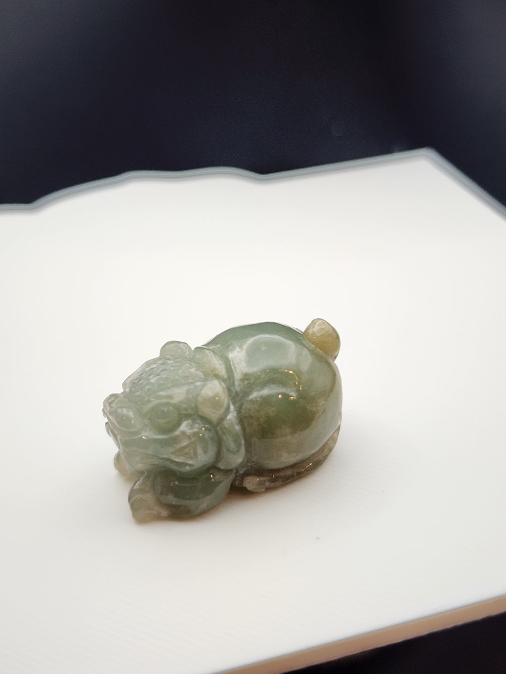 Natural Icy Grey Green Jadeite Jade Carved Pixiu Charm/Pendant - (Type A Untreated)