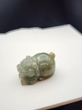 Natural Icy Grey Green Jadeite Jade Carved Pixiu Charm/Pendant - (Type A Untreated)