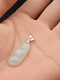 Natural Icy Grey Green Jadeite Jade Carved Peapod Pendant - (Type A Untreated)