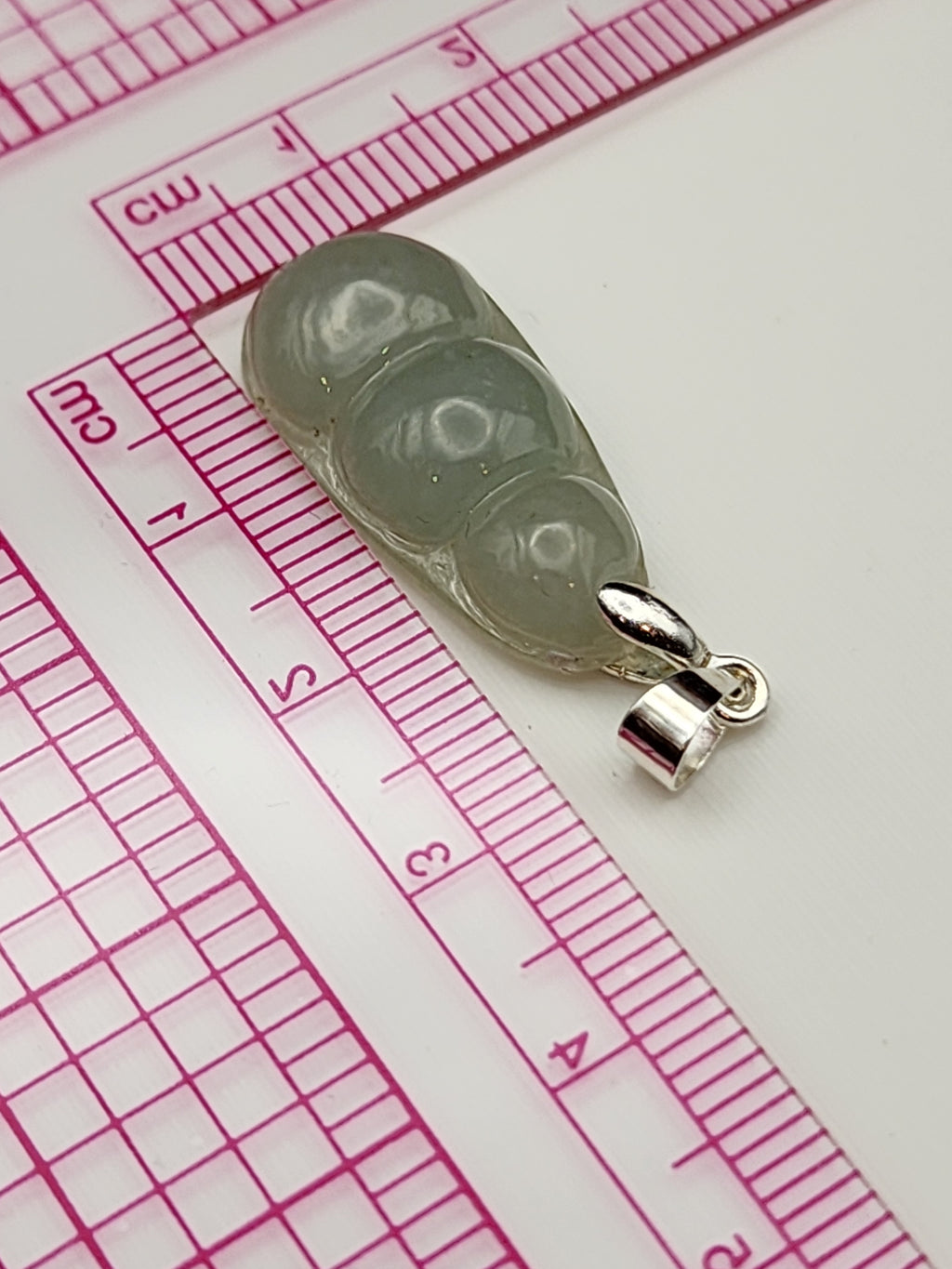 Natural Icy Light Green Jadeite Jade Carved Peapod Pendant - (Type A Untreated)