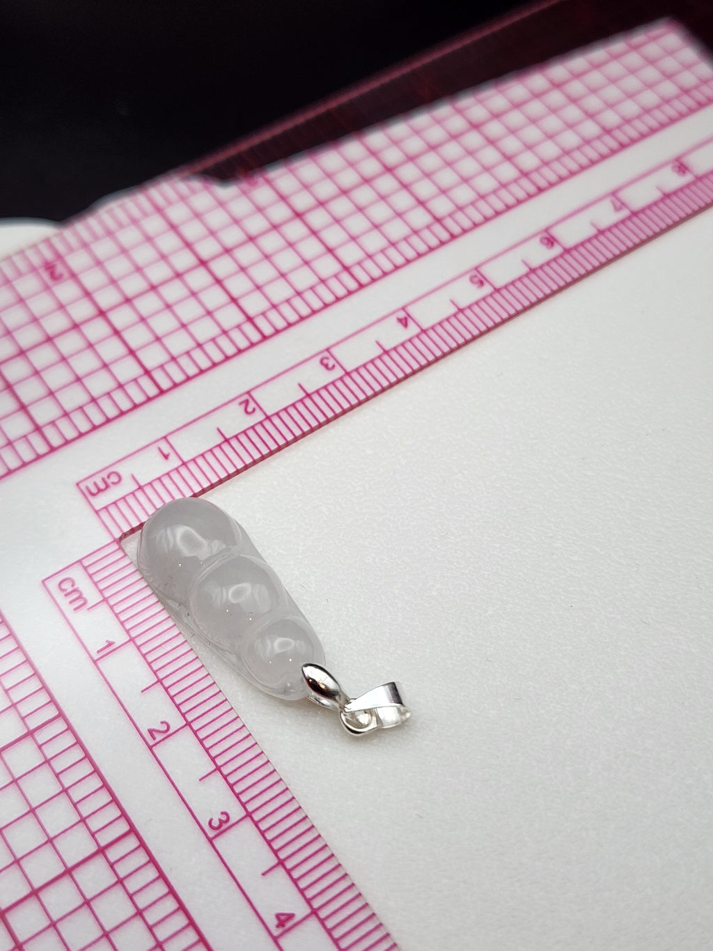 Natural Icy Lavender Jadeite Jade Carved Peapod Pendant - (Type A Untreated)