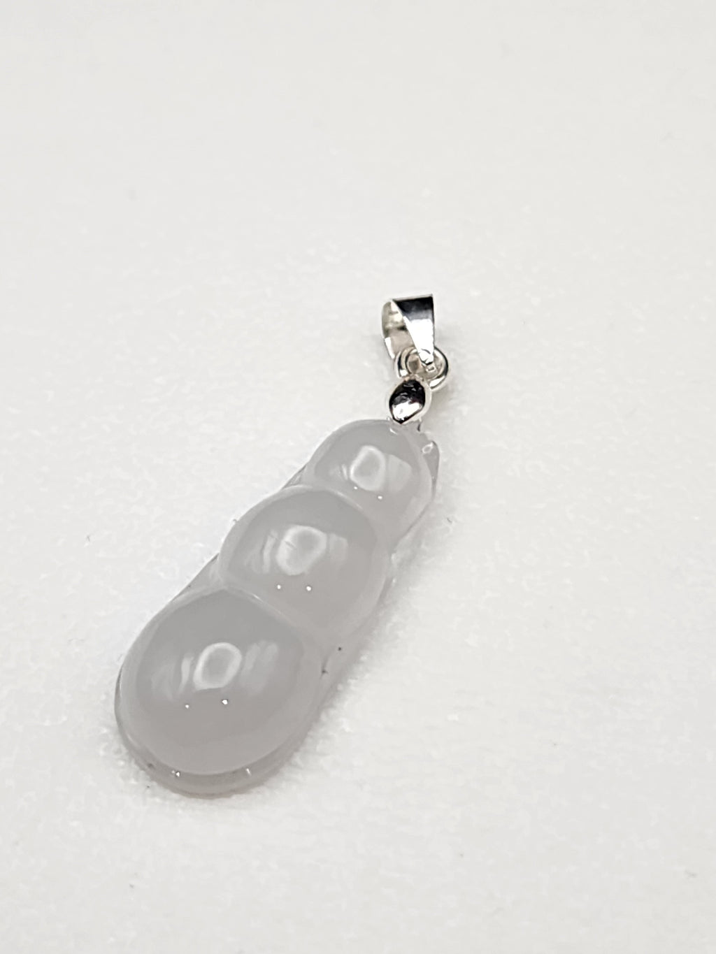 Natural Icy Lavender Jadeite Jade Carved Peapod Pendant - (Type A Untreated)