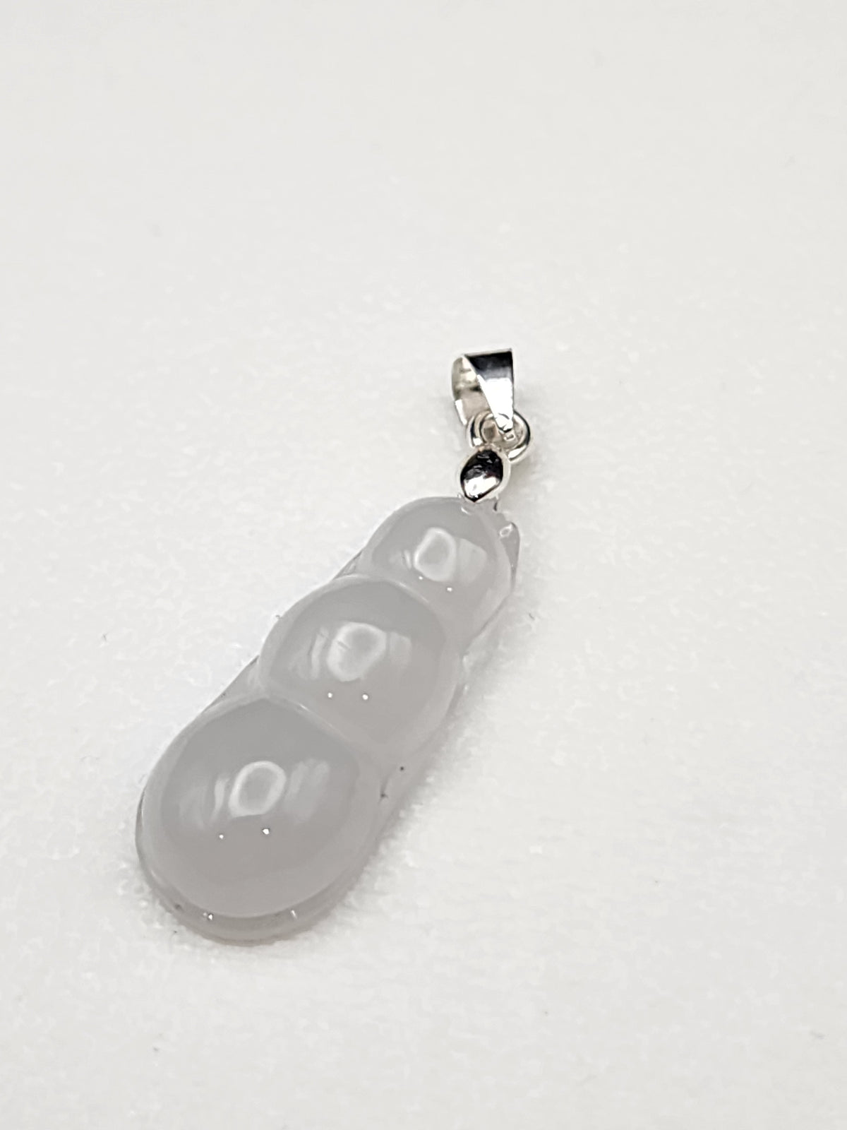 Natural Icy Lavender Jadeite Jade Carved Peapod Pendant - (Type A Untreated)