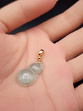 Natural Icy Light Sage Green Jadeite Jade Carved Gourd (Wu Lou) Pendant - (Type A Untreated)