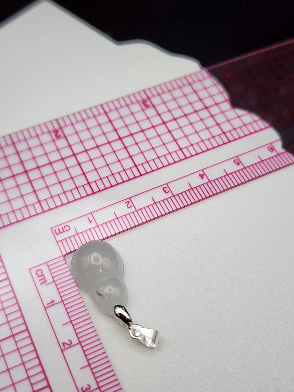 Natural Icy White-to-Lavender Grey Jadeite Jade Carved Gourd (Wu Lou) Pendant - (Type A Untreated)