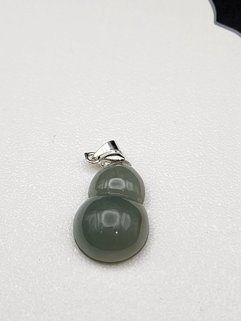 Natural Icy Greyish-Green Jadeite Jade Carved Gourd (Wu Lou) Pendant - (Type A Untreated)