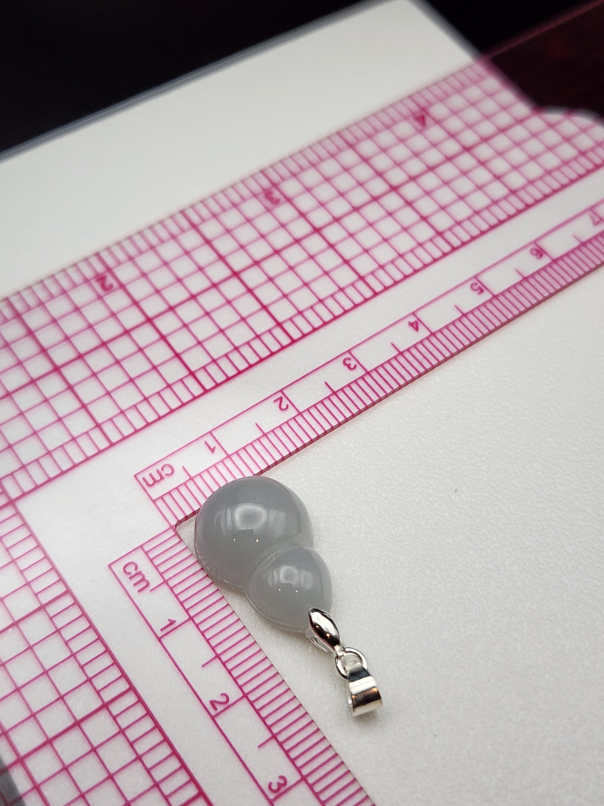 Natural Icy Lavender Grey Jadeite Jade Carved Gourd (Wu Lou) Pendant - (Type A Untreated)