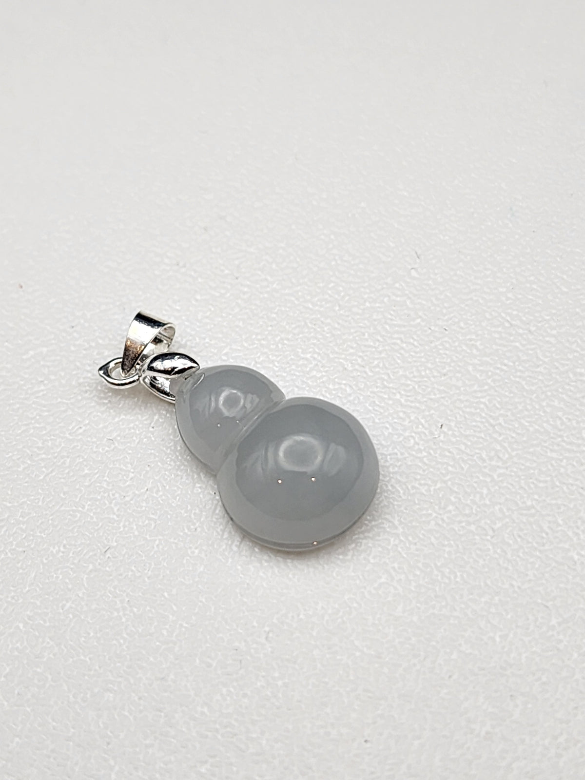 Natural Icy Lavender Grey Jadeite Jade Carved Gourd (Wu Lou) Pendant - (Type A Untreated)