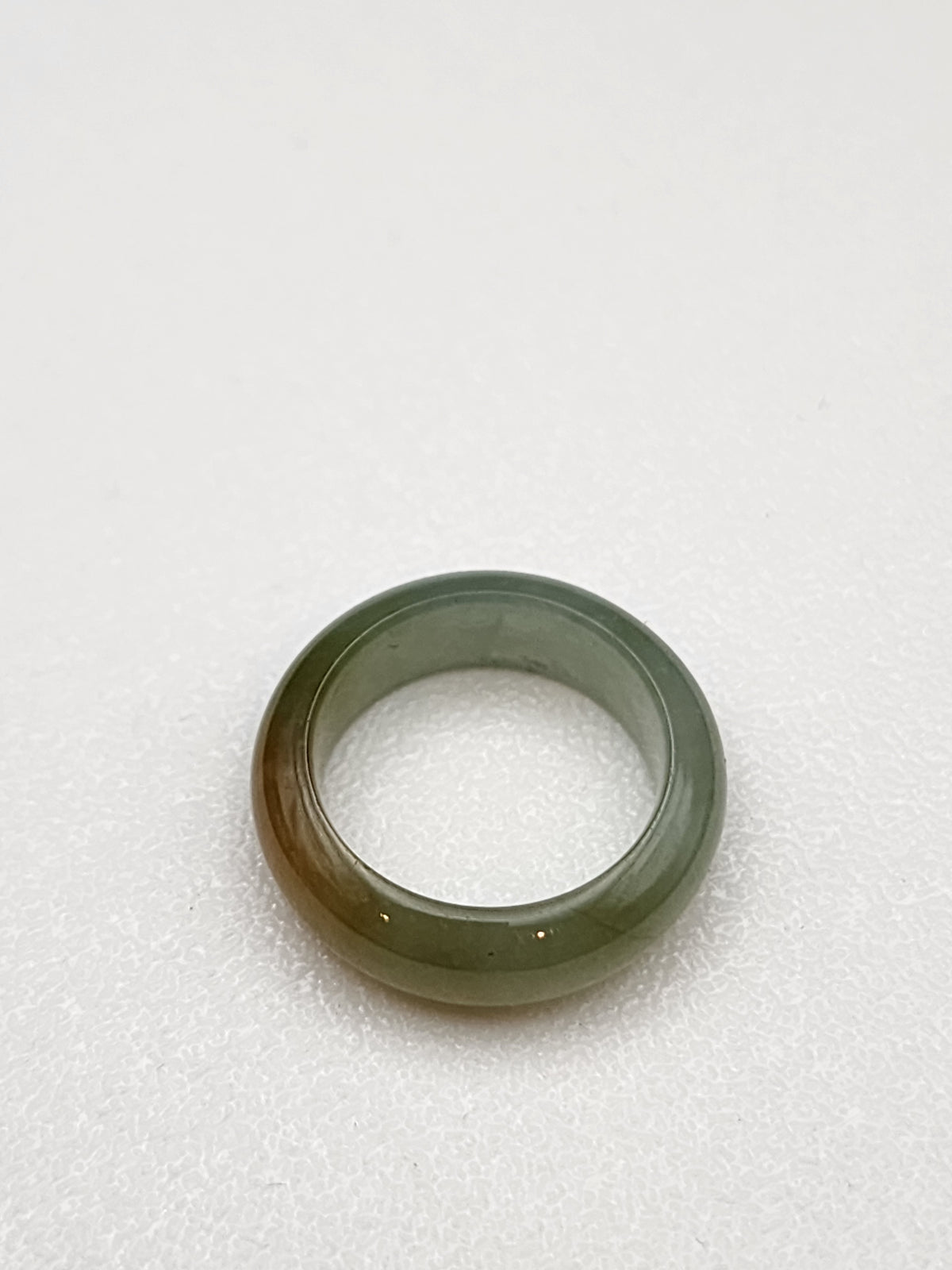 Natural Honey Yellow & Greyish-Green Jadeite Jade Carved Saddle Band Ring - Size 6 - (Type A Untreated)