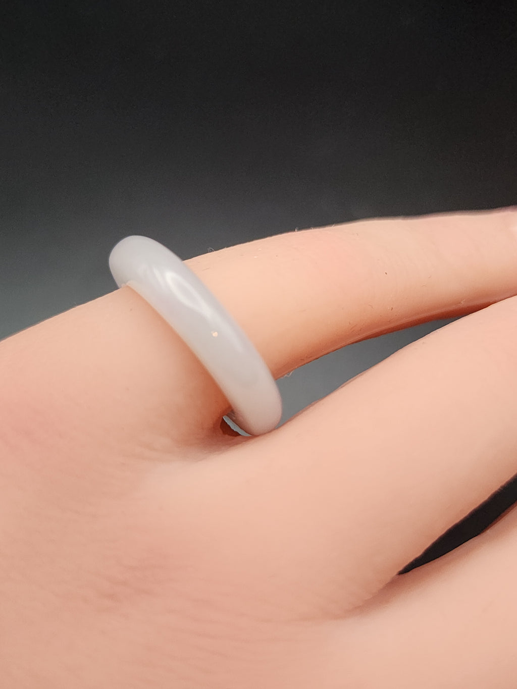 Natural Icy White & Pale Lavender Jadeite Jade Carved Saddle Band Ring - Size 6.5 - (Type A Untreated)