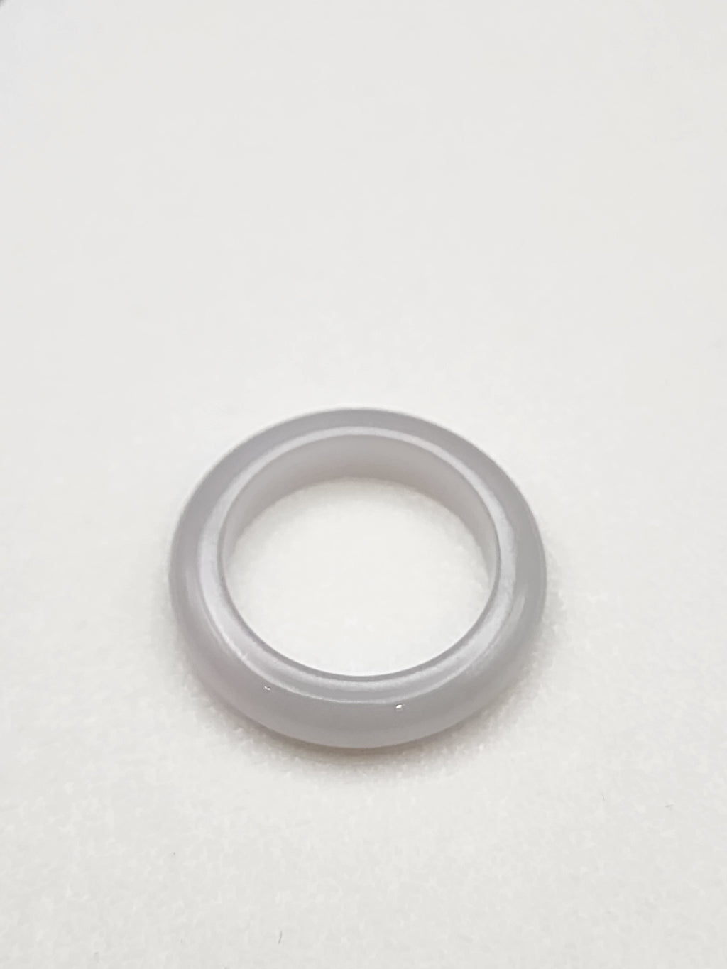 Natural Icy White & Pale Lavender Jadeite Jade Carved Saddle Band Ring - Size 6.5 - (Type A Untreated)