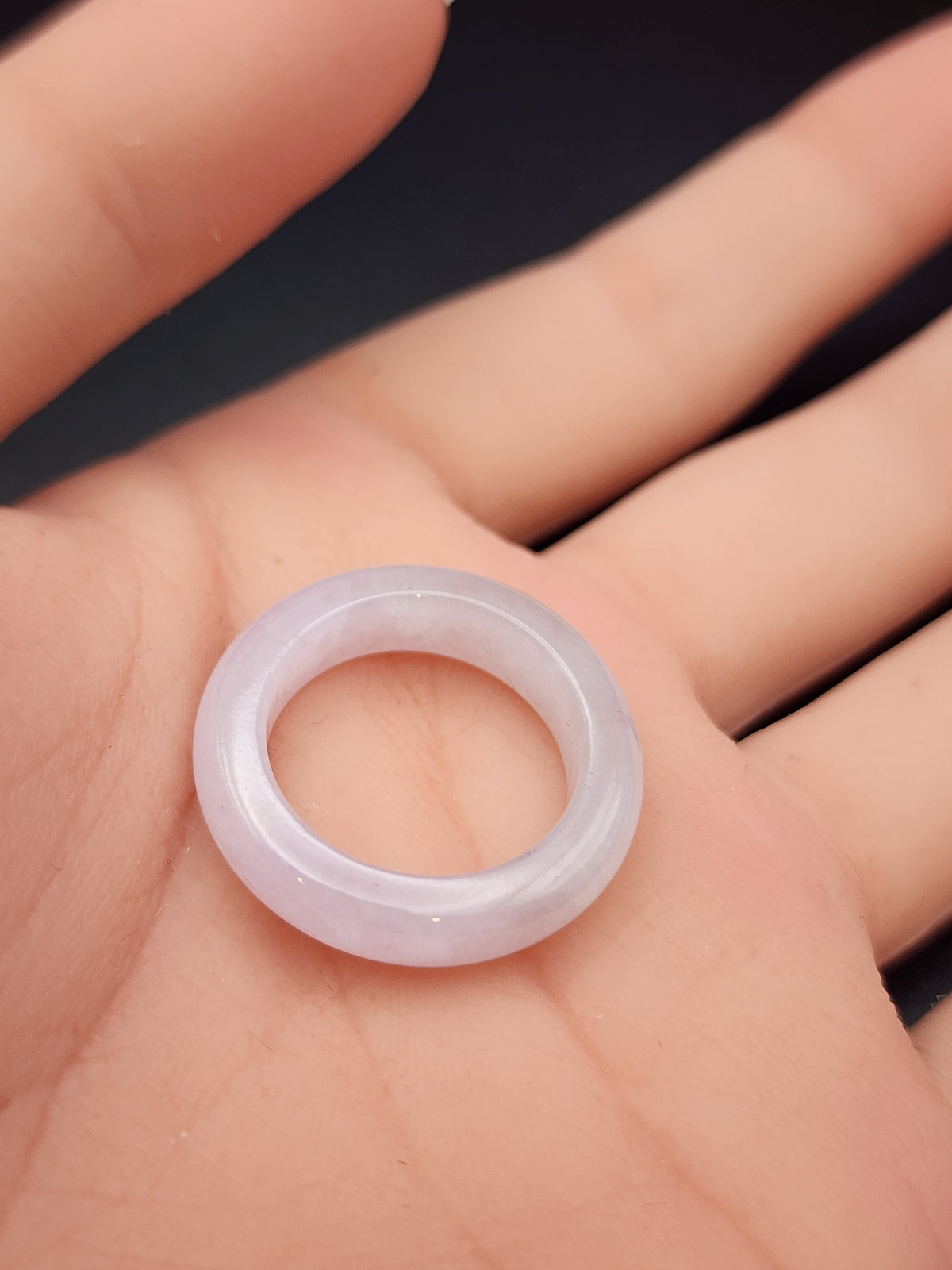 Natural Lavender & Soft Violet Jadeite Jade Carved Saddle Band Ring - Size 7 - (Type A Untreated)