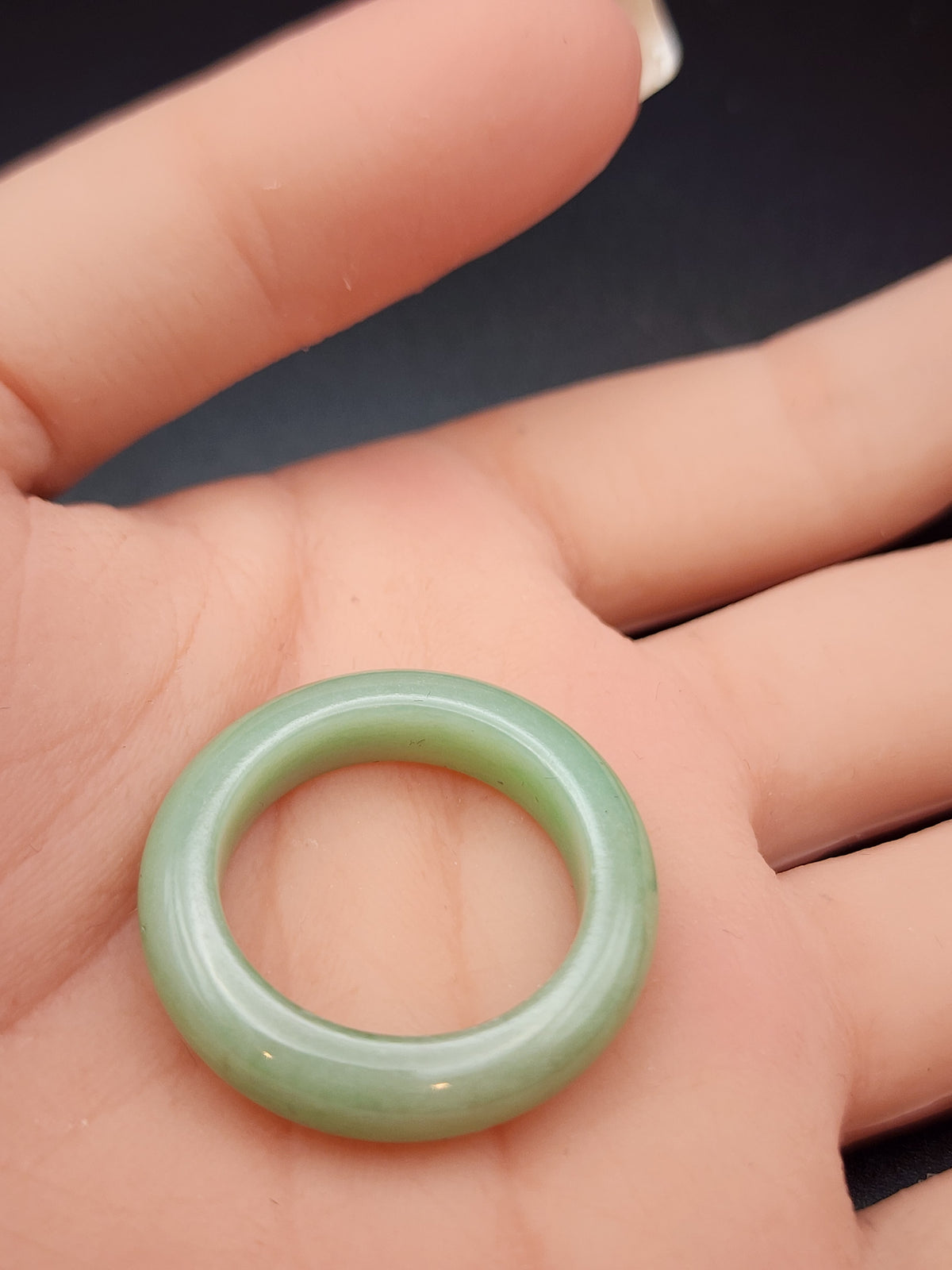 Natural Light Green Jadeite Jade Carved Saddle Band Ring - Size 10 - (Type A Untreated)
