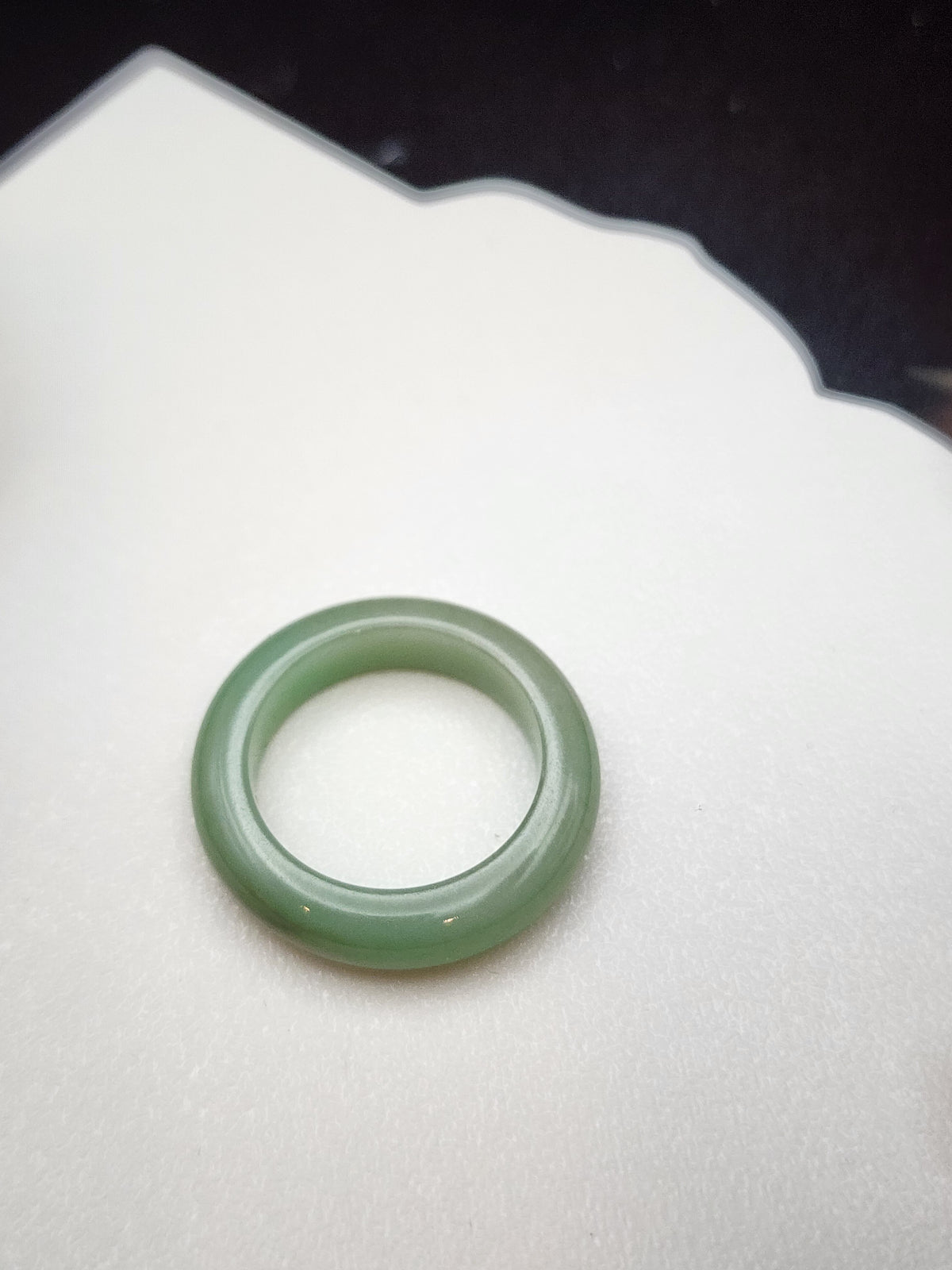 Natural Light Green Jadeite Jade Carved Saddle Band Ring - Size 10 - (Type A Untreated)