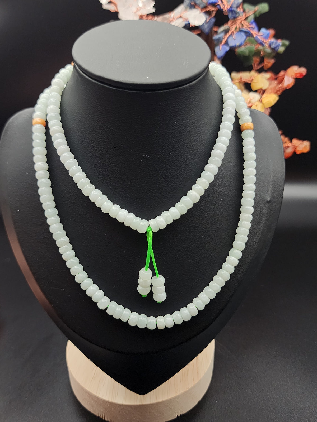Natural Pale Mint Green Jadeite Jade Round Bead Necklace - 24" - (Type A Untreated)