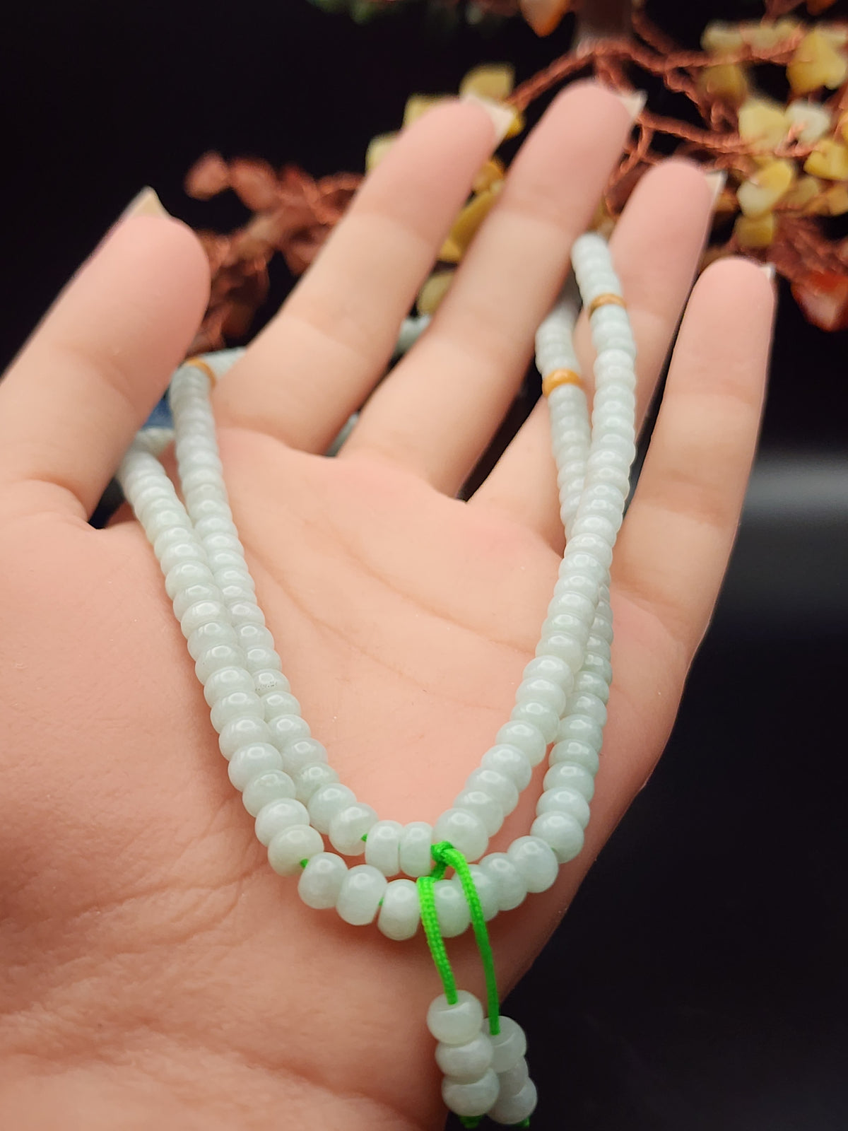 Natural Pale Mint Green Jadeite Jade Round Bead Necklace - 24" - (Type A Untreated)
